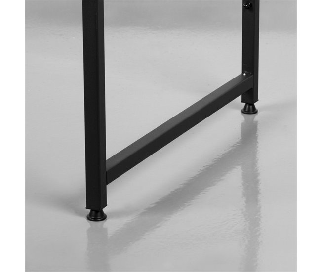 Max Home Escritorio con estantería y tablero perforado madera y acero Negro/ Madera