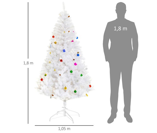 Árbol de Navidad Plástico y Metal HOMCOM Blanco