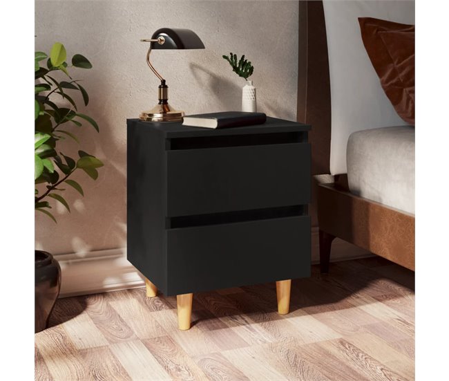 2 Mesitas de noche con patas madera 40 Blanco