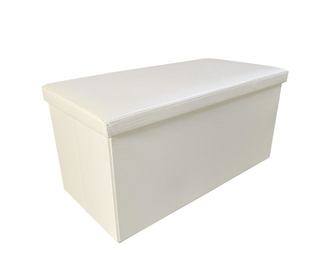 Puff Ottoman Almacenaje Rectangular Polipiel Plegable Beige