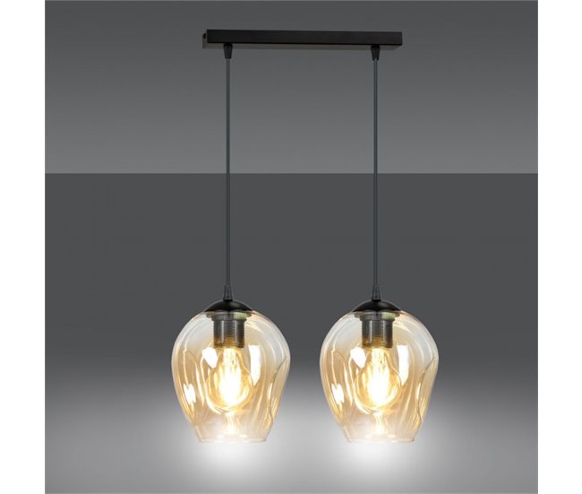Regleta de techo Domos (2 luces) Cristal - Metal Moderno Ambar