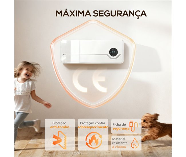 Calentador Eléctrico Pared PP, PA HOMCOM, hogar - climatización Blanco