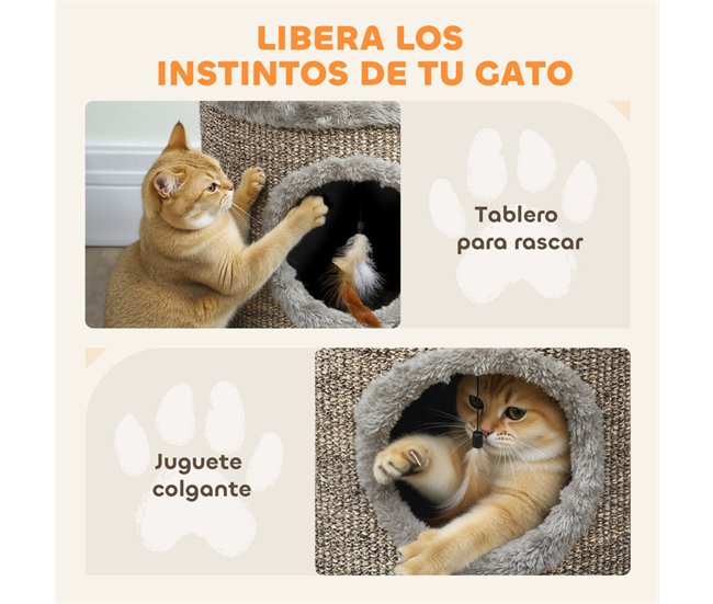 Casa para Gatos Aglomerado de Madera, Felpa PawHut Gris