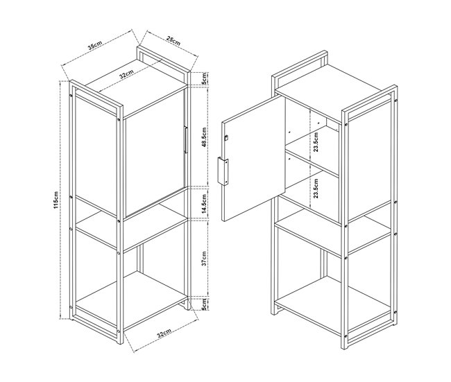 Mueble de baño auxiliar Namsskogan con compartimentos Nogal