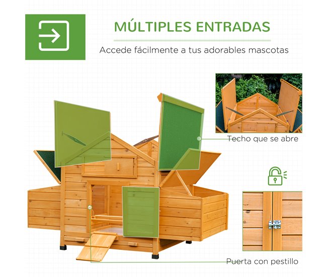 Gallinero de Madera Exterior Madera de abeto PawHut Marron