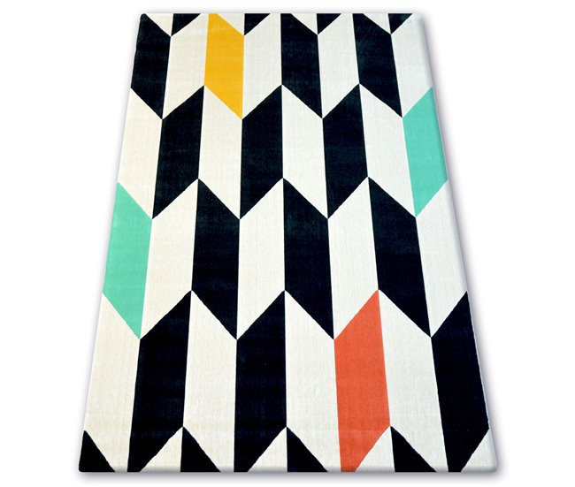 Alfombra SCANDI Diamantes 140x200 Blanco/ Negro