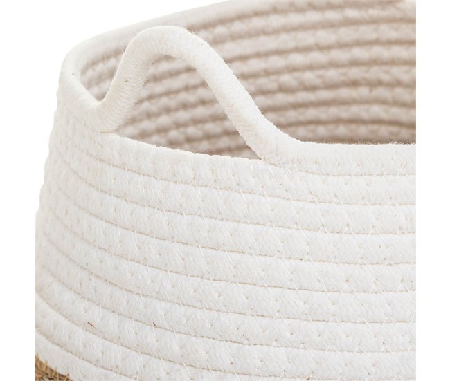 Cesto de fibra natural y algodón Blanco