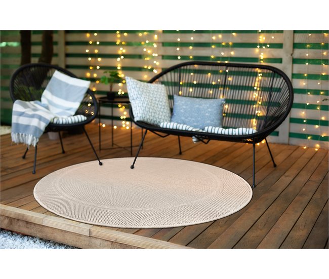 Alfombra MIMO 5979 circulo sisal exterior marco 200x200 Crema