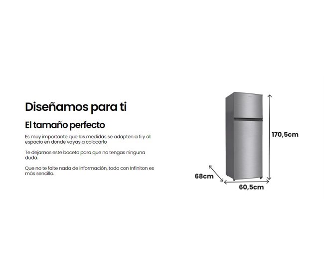 Frigorifico Dos Puertas Infiniton FG-330TD70XEK, 334L Inox