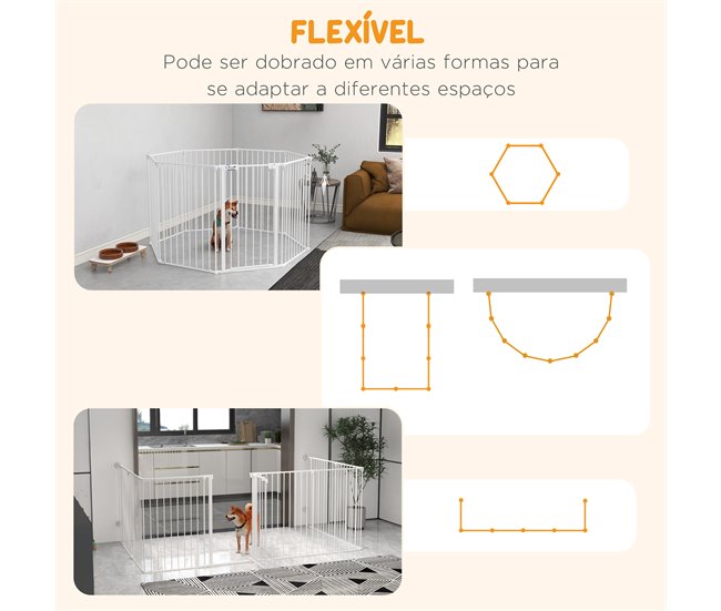 Parque para Perros Acero, Plástico PawHut Blanco