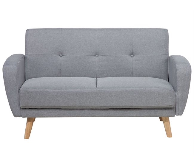 Beliani Sofá de 2 plazas Poliéster FLORLI Gris Claro