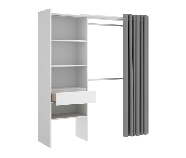 Guarda-roupa grande com efeito de madeira 160 Blanco