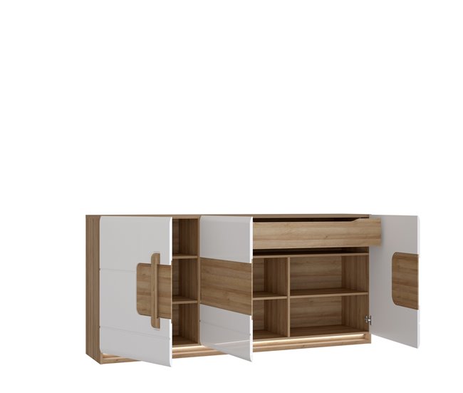 Aparador 1 cajón 3 puertas MONTREAL Blanco Brillo