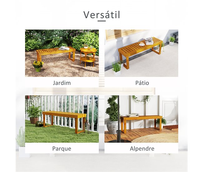 Banco de Jardín Madera de Pino Outsunny Marron