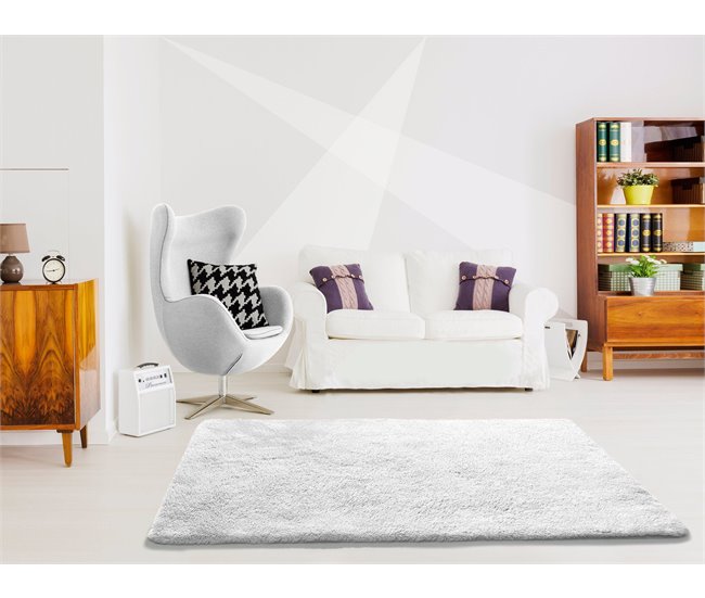 Alfombra lavable de pelo alto ALPACA - ATTICGO 80x150 Blanco