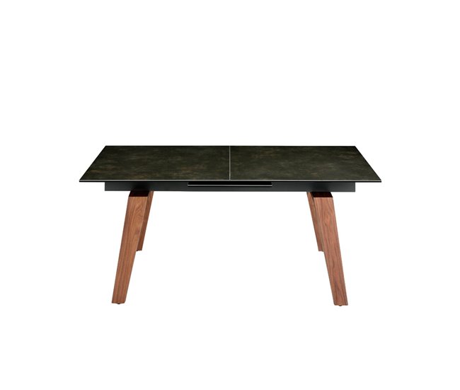 ANGEL CERDA Mesa comedor extensible mármol negro Nogal