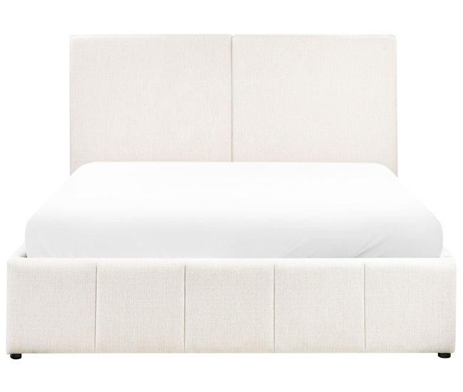Beliani Cama con almacenaje Poliéster CASTELNAVET 170x220 Crema