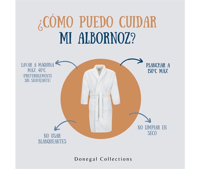 Albornoz 100% Algodón Liso de Rizo Blanco/ Gris