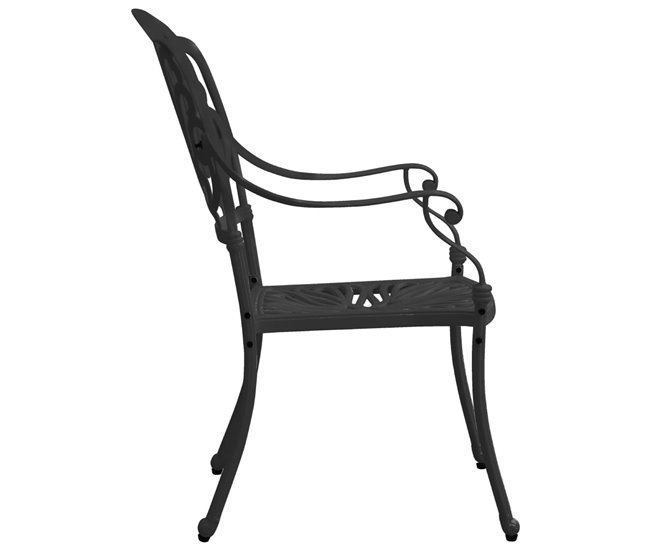 2 Sillas de jardín de aluminio fundido Negro