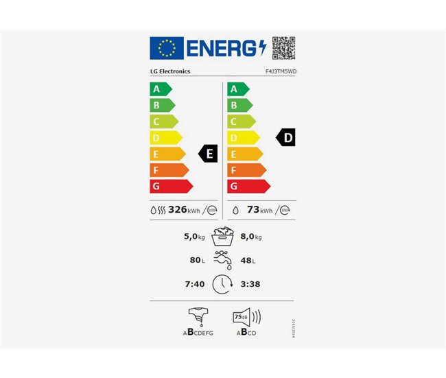 Lavadora-secadora LG F4J3TM5WD 8kg/5kg 1400 RPM Blanco