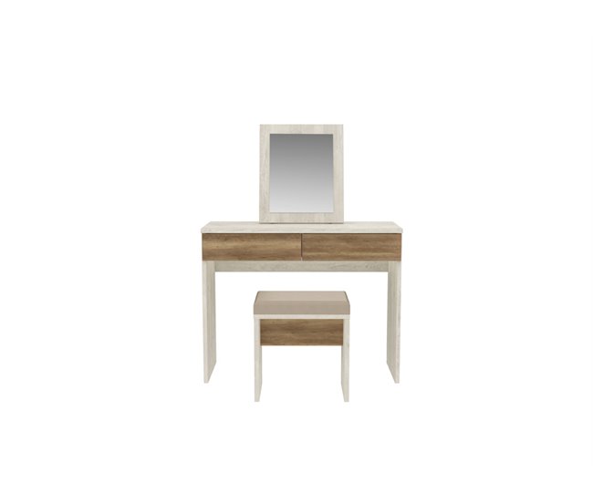 Tocador VERONA con 2 cajones, espejo y asiento Blanco