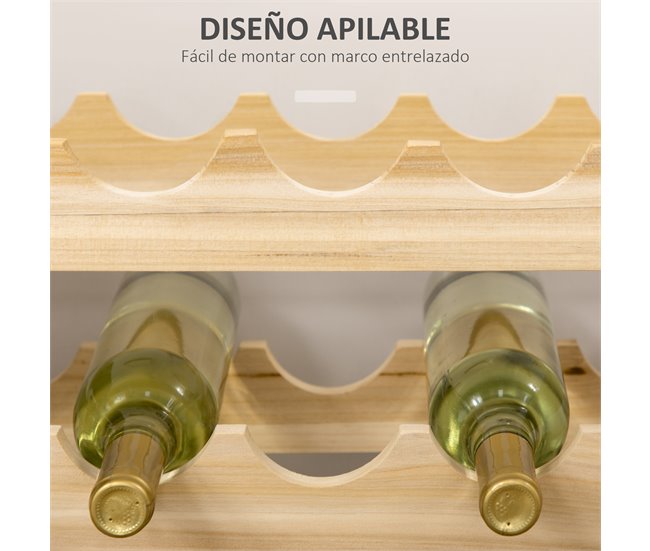 Botellero para Vino Madera de Abeto HOMCOM, hogar - cocina Marron