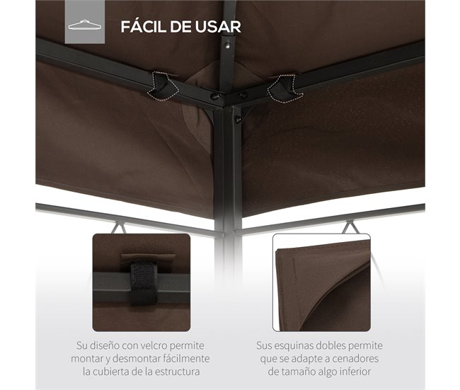 Techo de Repuesto para Cenador Poliéster Outsunny 400x300 Marron