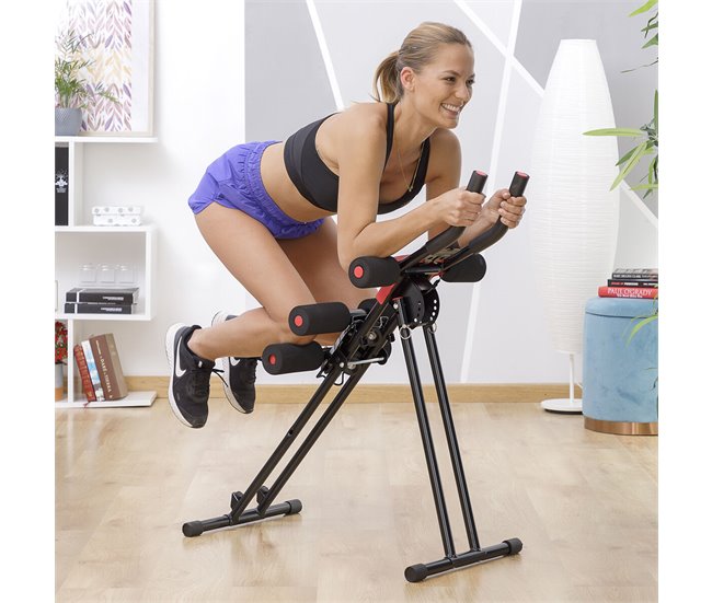 Máquina de Abdominales Plegable con Guía de Ejercicios Negro