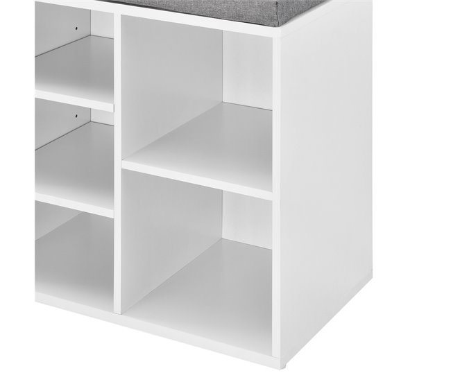 Banco zapatero Leonidas con 10 estantes Aglomerado 103 Blanco/ Gris