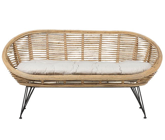 Beliani Sofá de jardín Ratán MARATEA Beige