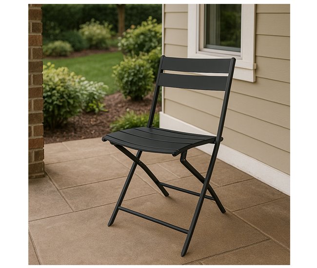 Acomoda Textil – Silla Plegable de Acero. (Pack 4 Unidades) Negro