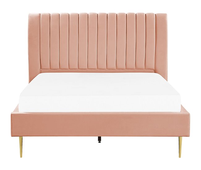 Beliani Cama con somier Terciopelo MARVILLE 162x225 Arena