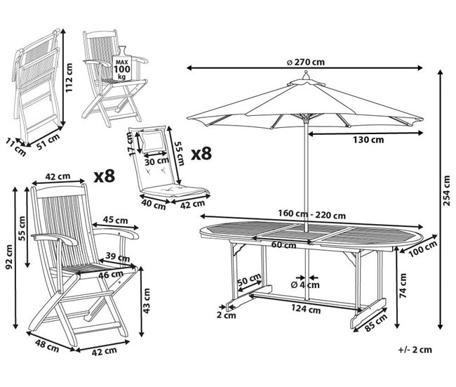 Beliani Conjunto de comedor MAUI II Gris