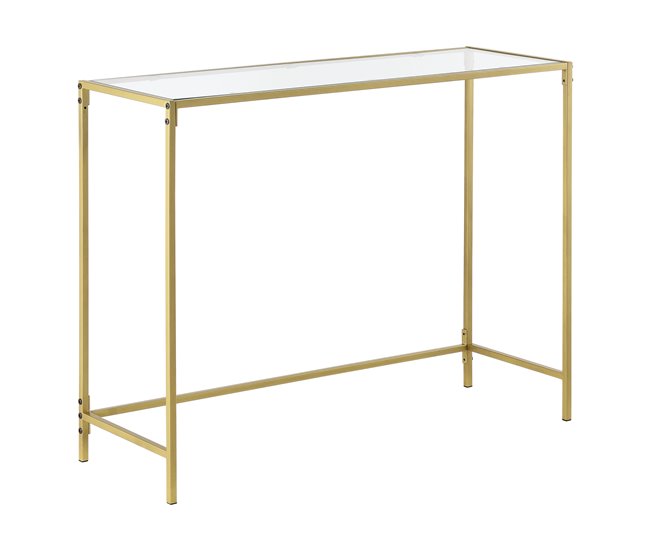 Mesa Consola Alajärvi en acero con tablero de vidrio 100 Dorado