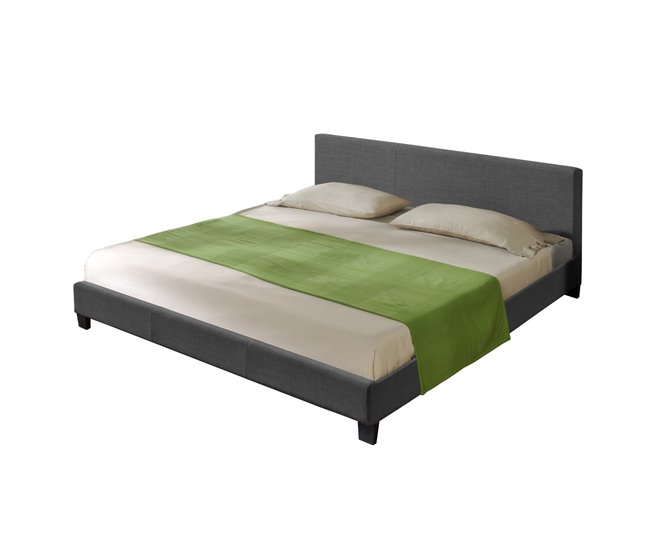 Corium Cama Doble Skagen tapizada en tela 189x210 Gris