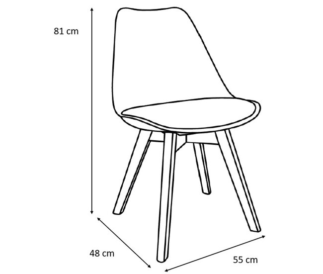 Silla de cocina BAYA plástico y patas de madera Gris