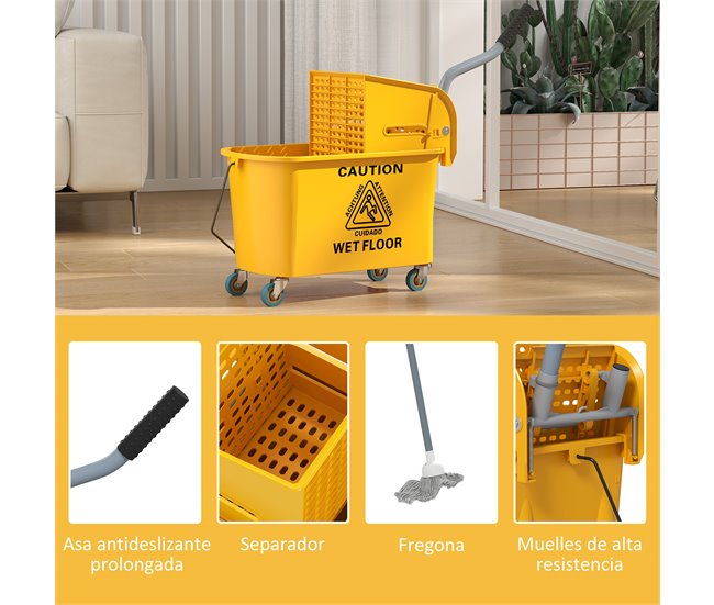 Cubo de Fregona PP HOMCOM, ferretería - lavandería y limpieza Amarillo