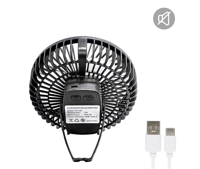 Aktive Ventilador portátil silencioso 3 en 1 c/luz y carga USB Negro