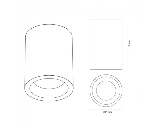 Foco de superficie para baños Lutar   Moderno Negro