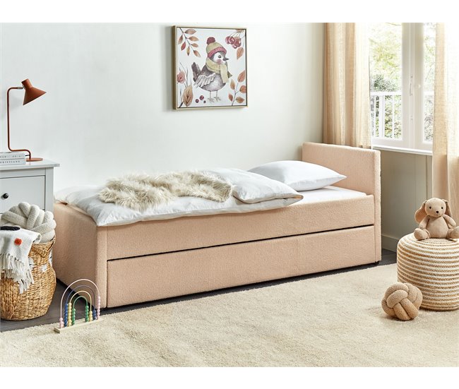 Beliani Cama con somier Bouclé MARMANDE 86x214 Beige
