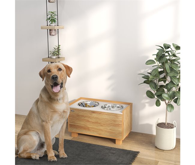 Comedero para Perros MDF, Acero PawHut Marron
