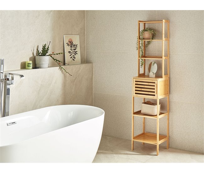 Beliani Estante de baño LEHI Madera Clara