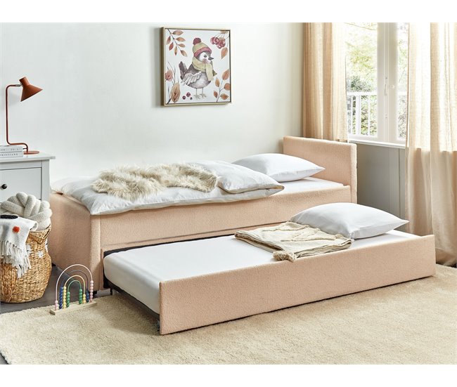 Beliani Cama con somier Bouclé MARMANDE 86x214 Beige