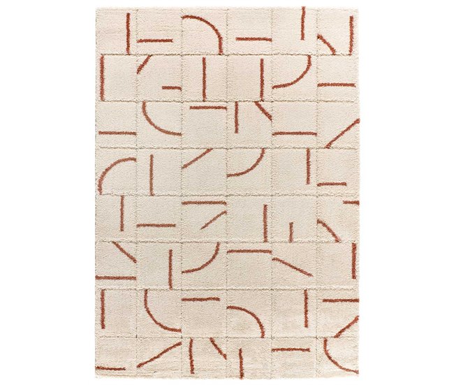 Alfombra shaggy geométrica con relieve BRENDA - ATTICGO 80x150 Cobre
