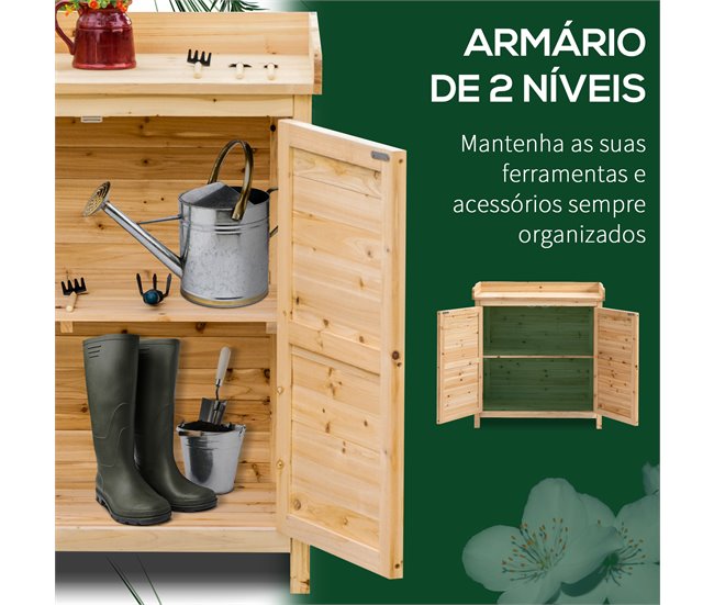 Armario de Almacenaje Madera de Abeto Outsunny Marron