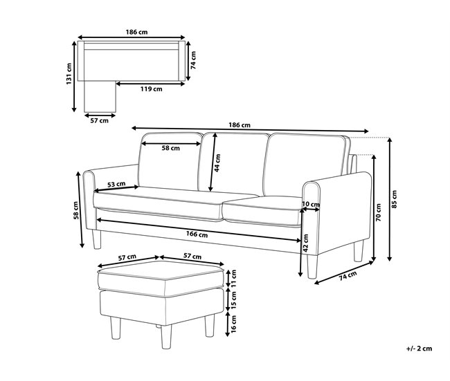 Beliani Sofá de 3 plazas Poliéster AVESTA Azul Marino