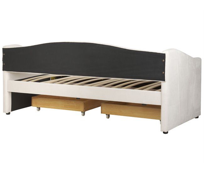 Beliani Cama con almacenaje Poliéster VITTEL 214x98 Beige