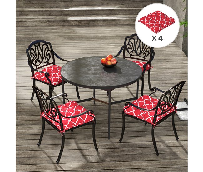Cojines para Sillas Tela de Hilo Teñido Outsunny Rojo