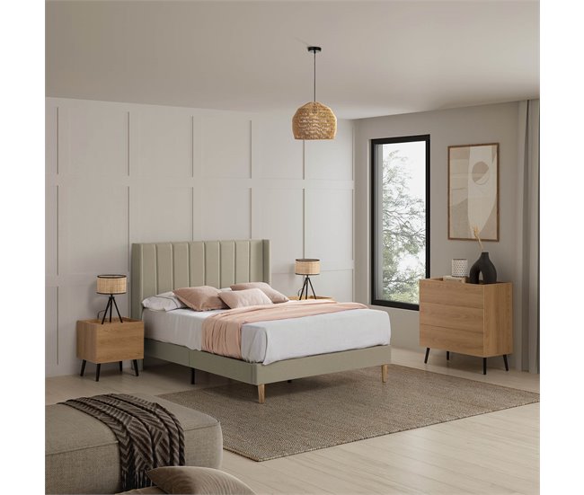 Estructura de cama tapizada Noelia 140x190 Beige