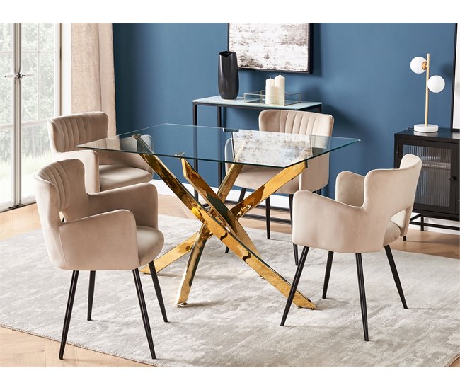 Beliani Mesa de comedor MARAMO Dorado